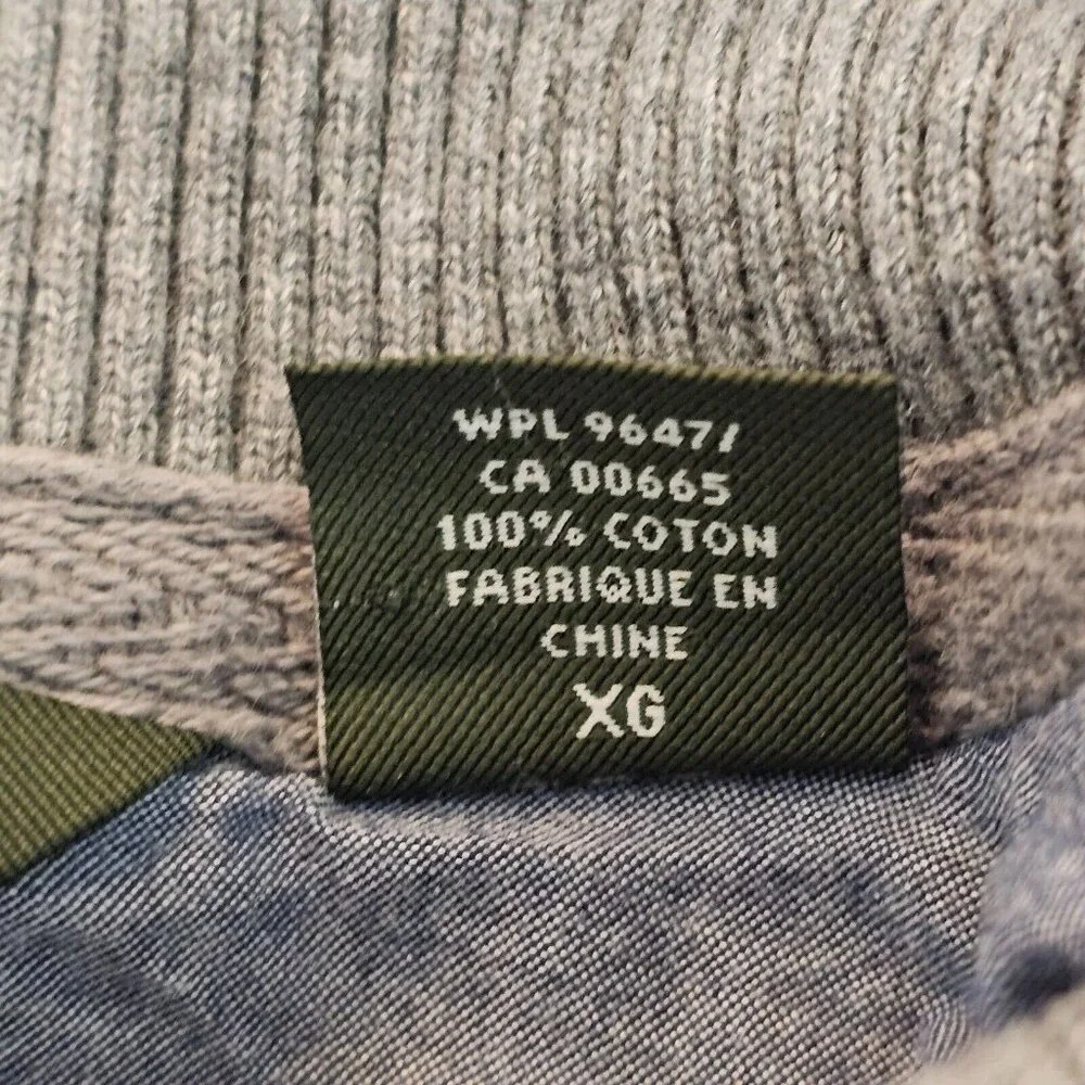 Eddie Bauer Sweater Mens XL Gray 1/4 Button Cotton Pullover Sweatshirt - Picture 11 of 12